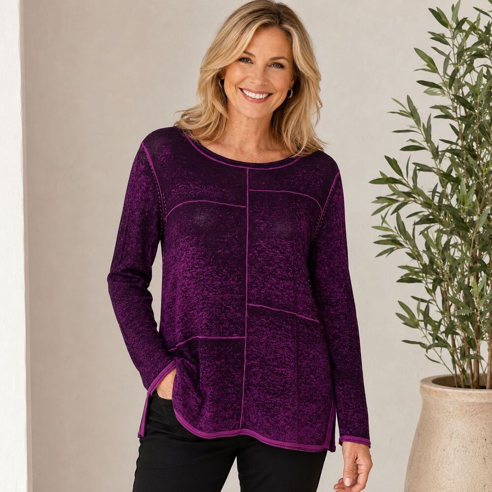 Habitat Clothes To Live In Purple Burnout Patchwork Tunic Top Cotton Size Large